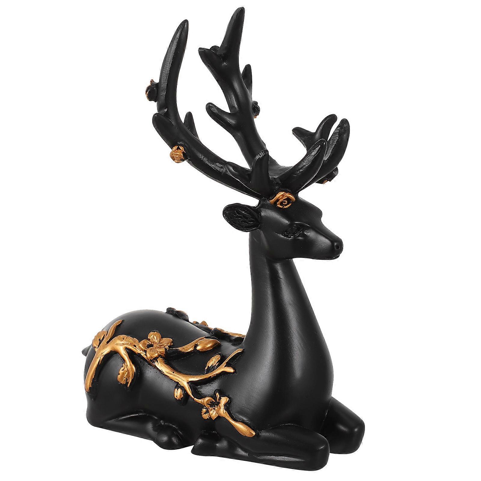Elk Resin Crystal Ball Stand with Flower Pattern, Decorative Sphere Holder for Creative Desktop Ornament, Smooth Surface Base for Living Room
