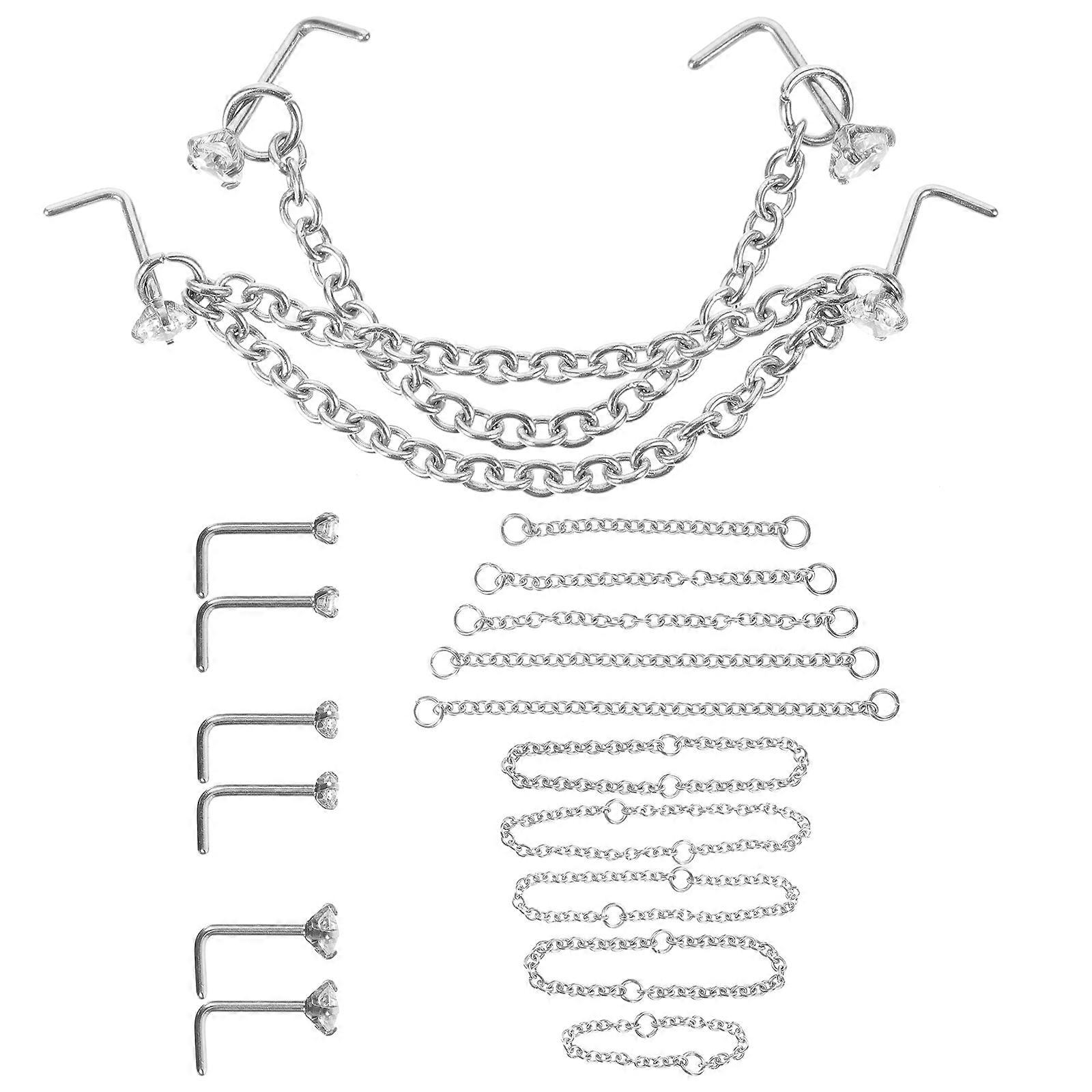 It seems like you're referring to a product description for **sterling silver nose rings** designed for women, featuring **single and double chain