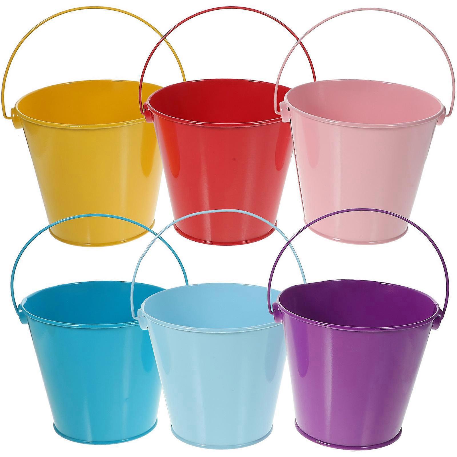 6pcs Mini Metal Buckets with Handles – Durable Small Flower Containers for Succulents, Decorative Use at Home, Office or Events