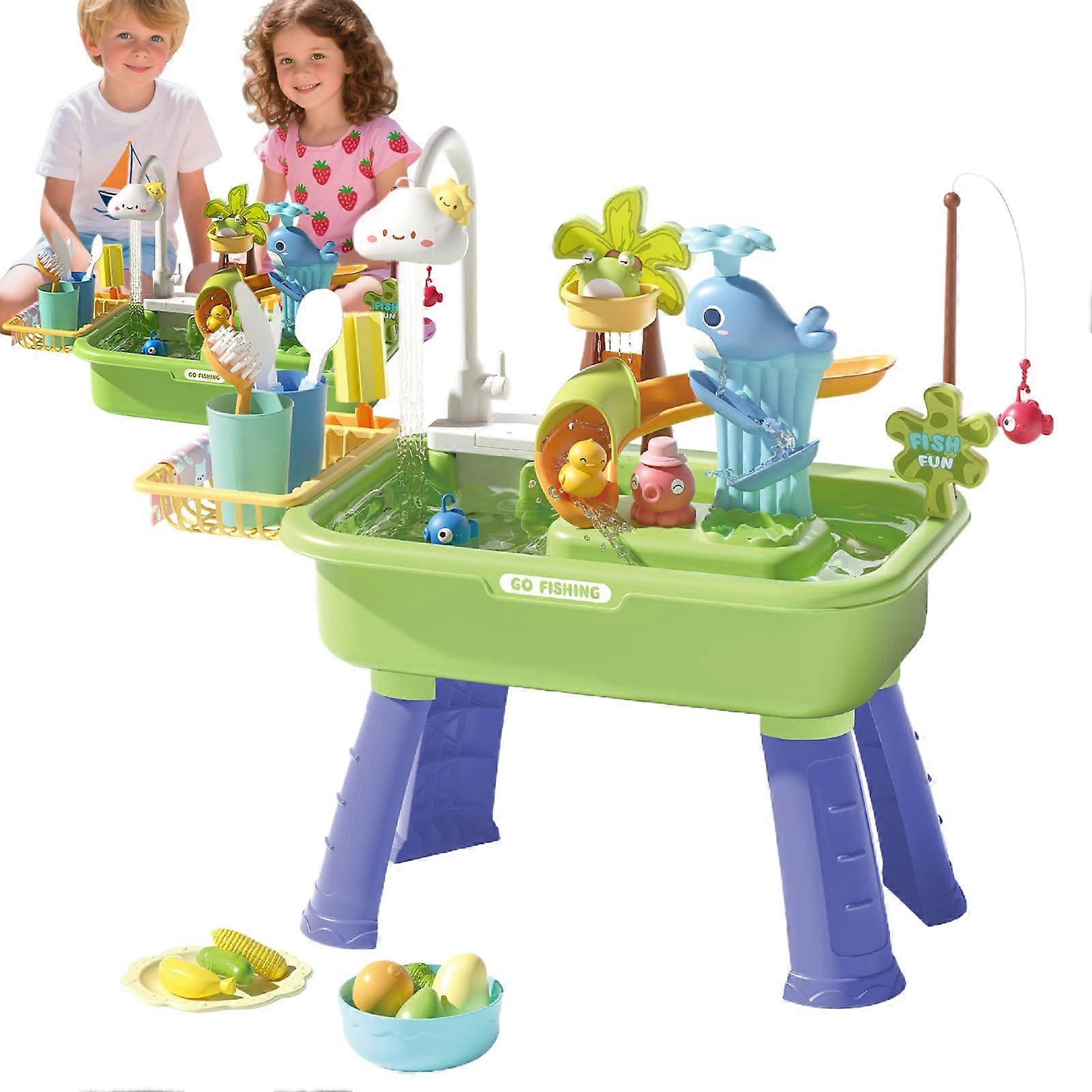 Kids Water Table Interactive Sensory Toy with Pump for HandEye Coordination Outdoor Green Ref: 8751