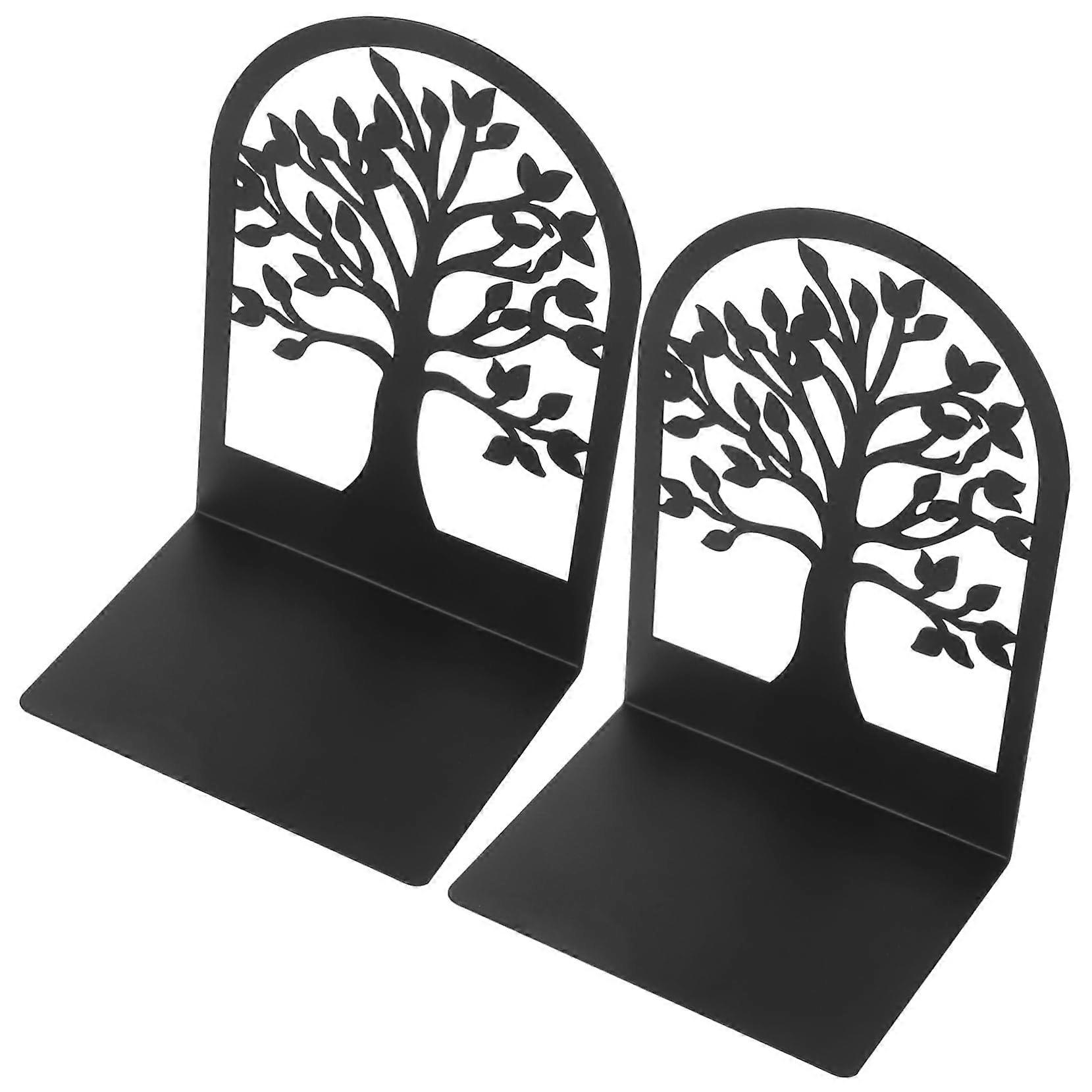 2 Pieces Hollow Tree Bookends Metal Notebook Bookends Bookshelves Desktop Bookshelf Decorative Book Organiser Bookends Decorative Vintage