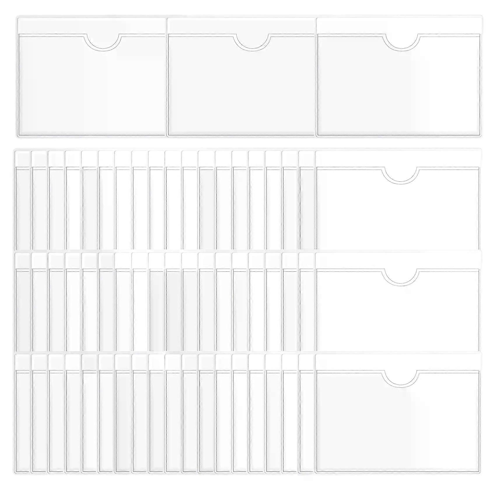 60Pcs Self-Adhesive Label Holder Card Pockets Label Holder Clear Library Card Holders with Top Open for Index Cards
