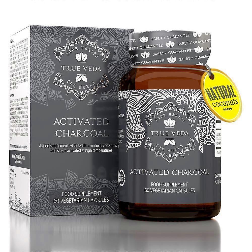 True Veda Activated Charcoal: Natural Vegan Ethical Non-GMO 60 capsules - 3 Pack