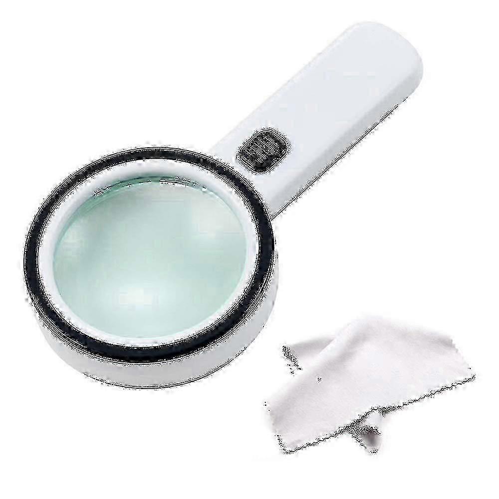 High Power Handheld Magnifier with 12 LED Lights, Jumbo Illuminated Magnifying Glass for Reading & Hobbies