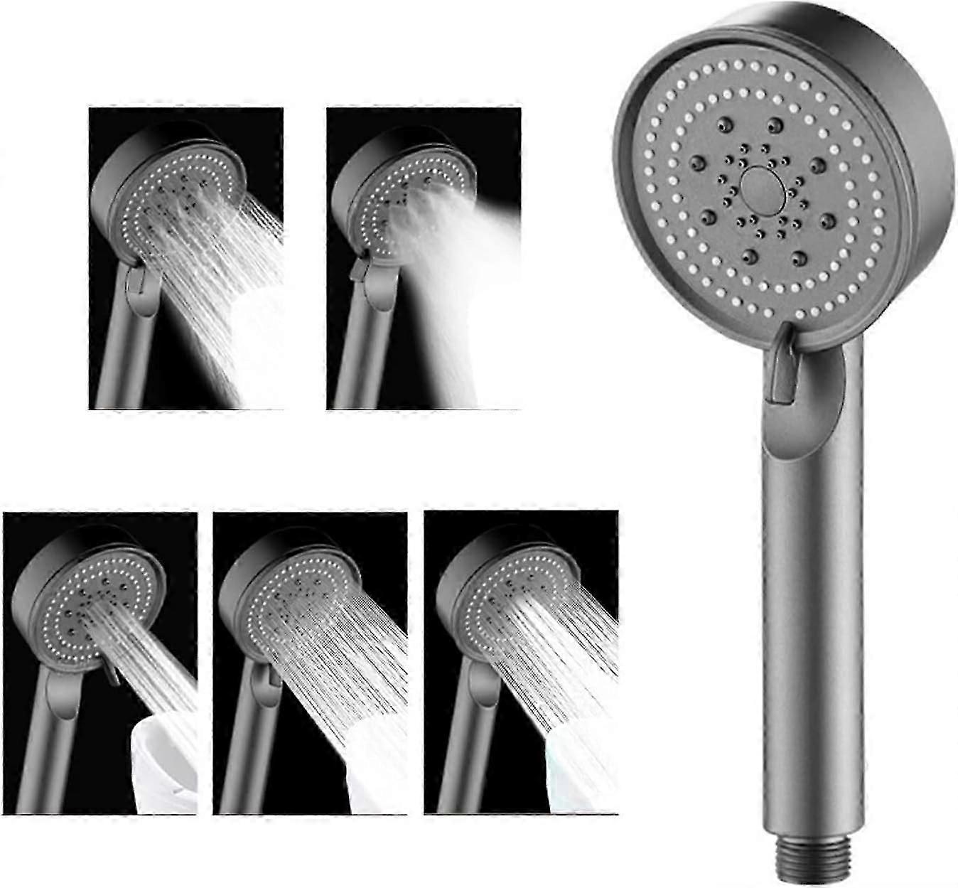 High Pressure Shower Head Water Saving Shower Head 5 Modes Adjustable Economical Shower Head Bathroom Shower Hand Shower Shower Head with 1.5M Hos