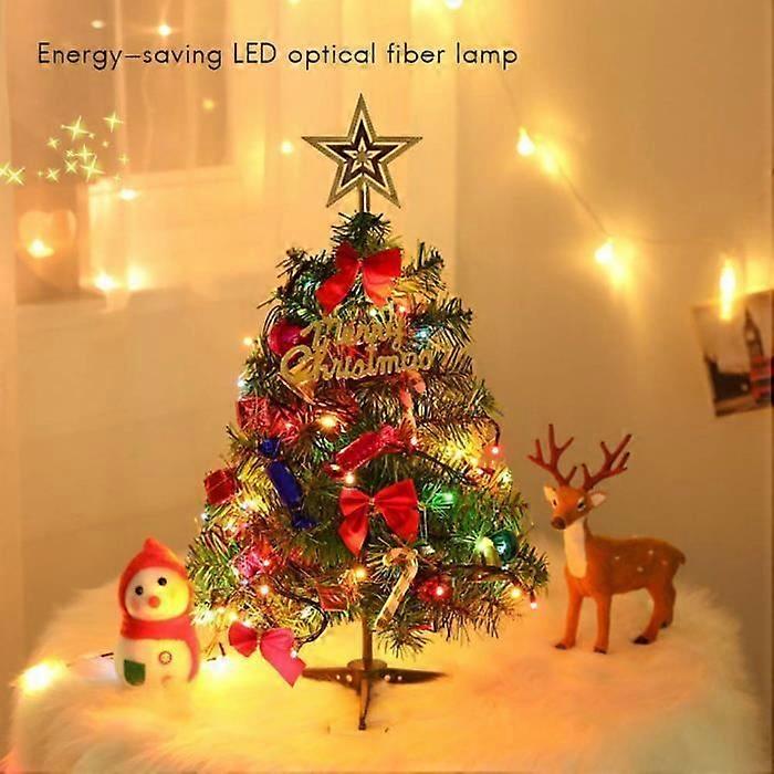 Christmas Tree Artificial Pine LED Light 20 Small Bulbs 3M Table Decoration Xmas Party Ornament Tree Home Office 50cm