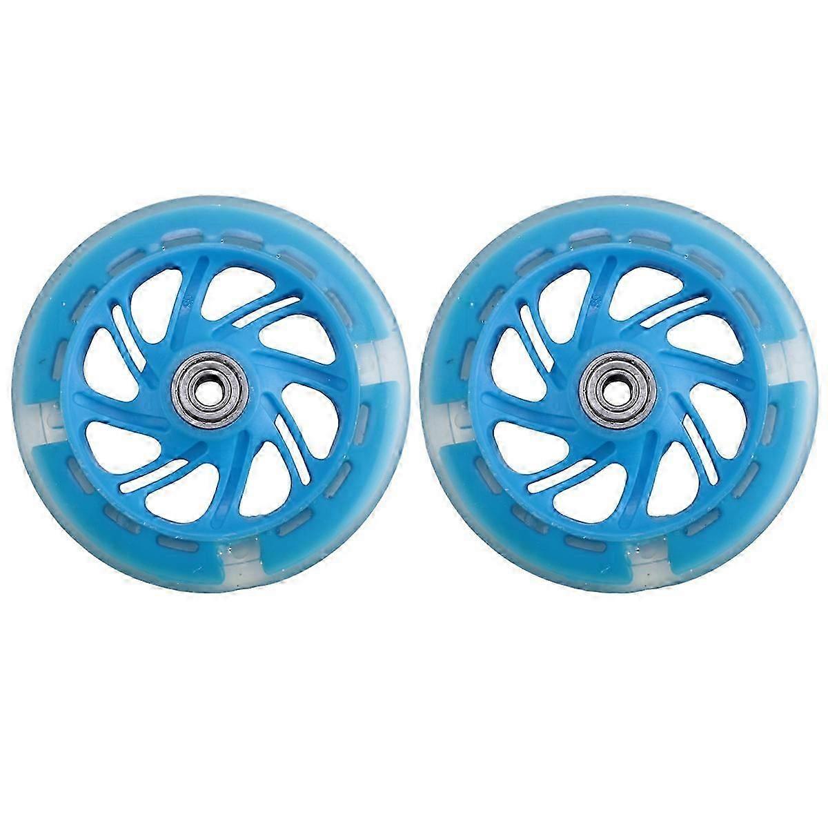 1Pair 120mm LED Flashing Wheels with Bearings Front/Rear ,Blue