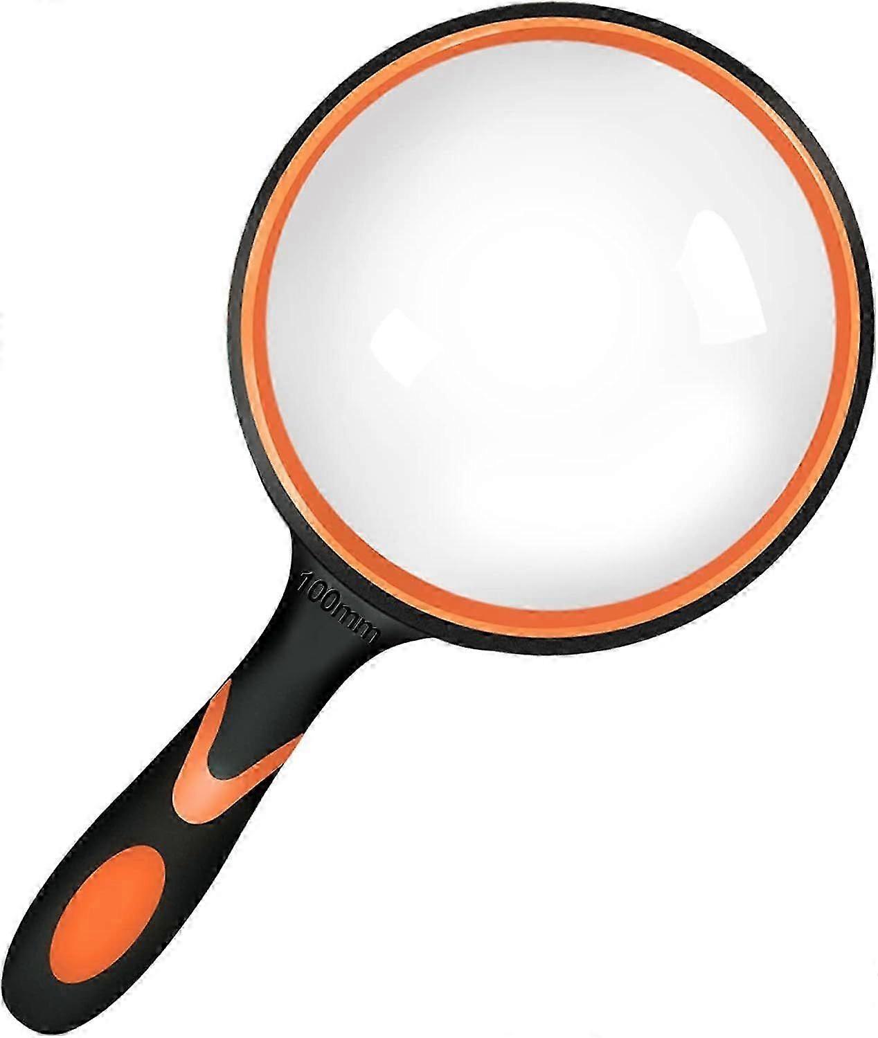 Reading magnifier 75 mm, portable, with soft non-slip rubber handle, 10x magnification, glass, suitable for reading newspapers and crossword puzzles