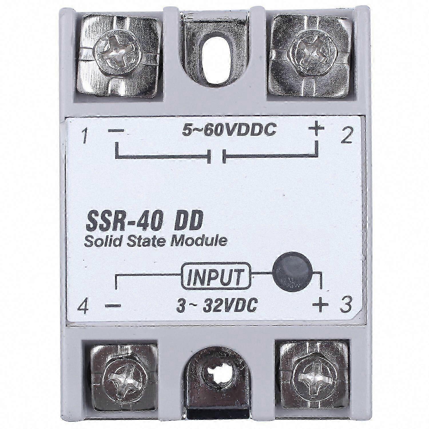 Releu monofazat în stare solidă DC-DC SSR-40DD 40A DC3-32V la DC5-60V alb argintiu