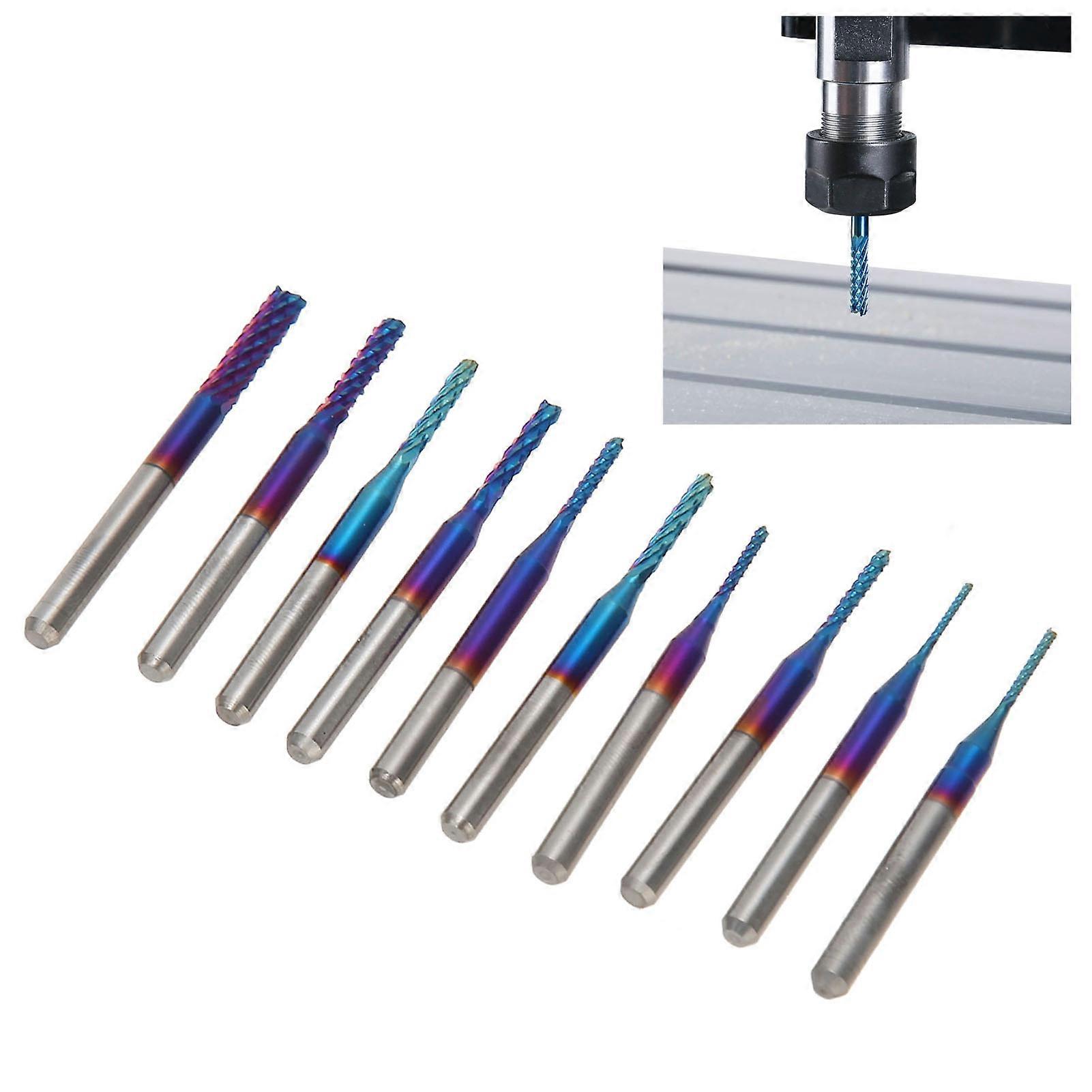 10pcs Nano Blue Coat CNC Router Bits 1/8in Tungsten Steel