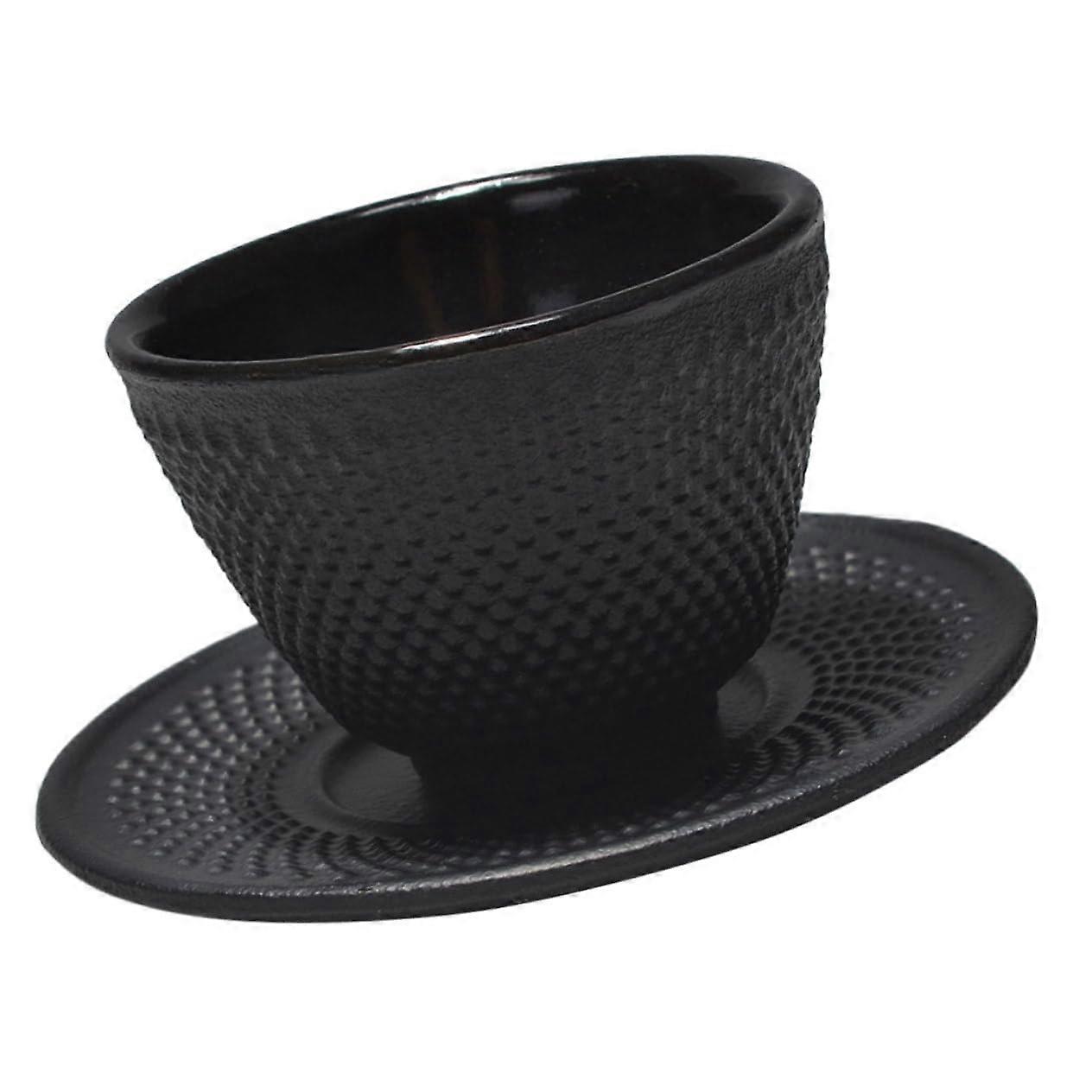 Cast Iron Tea Cup And Saucer Set Vintage Style Teaware RustResistant Smooth Inner Surface For Tea And Water
