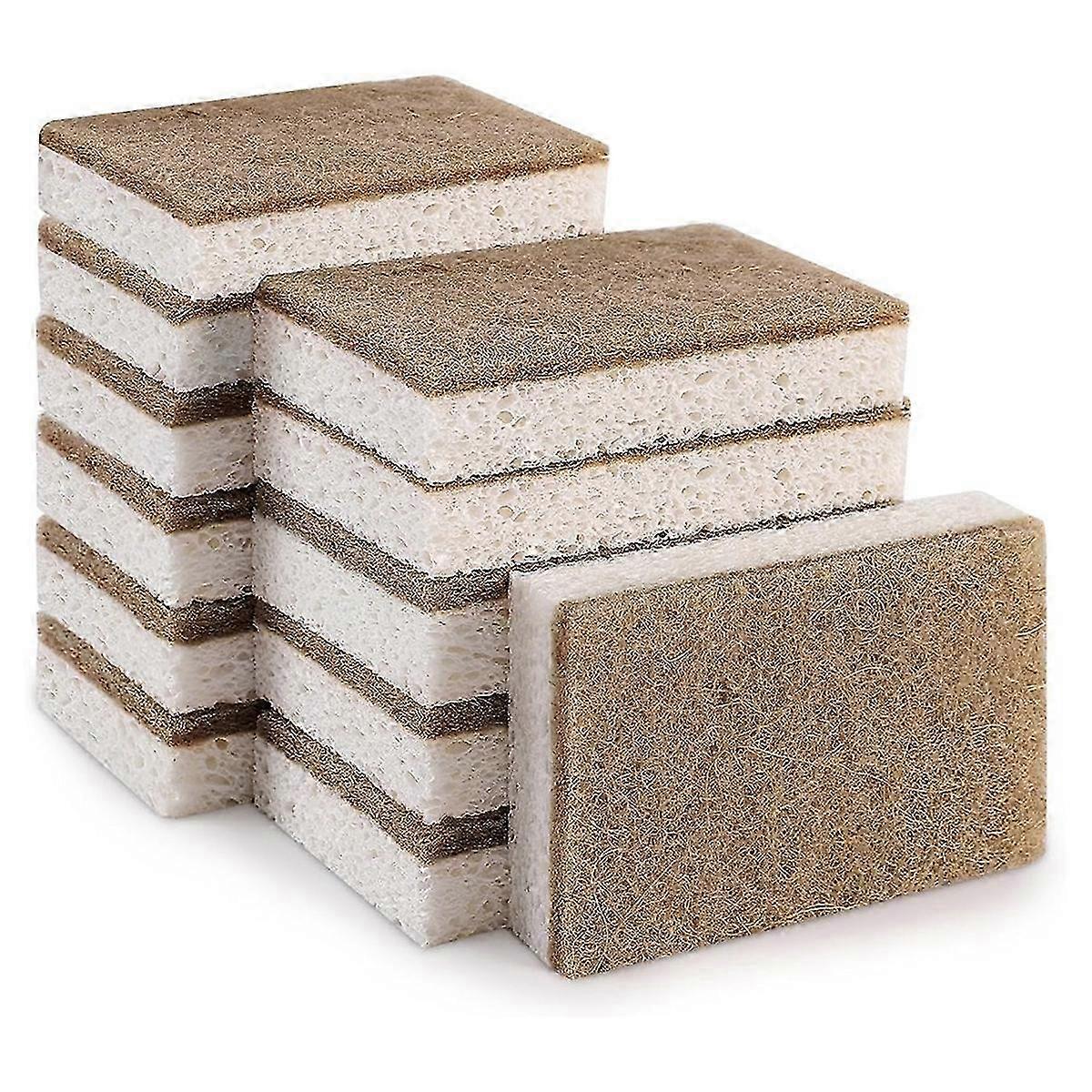 Eco-Friendly 12 Pack Biodegradable Kitchen Sponges with Compostable Coco