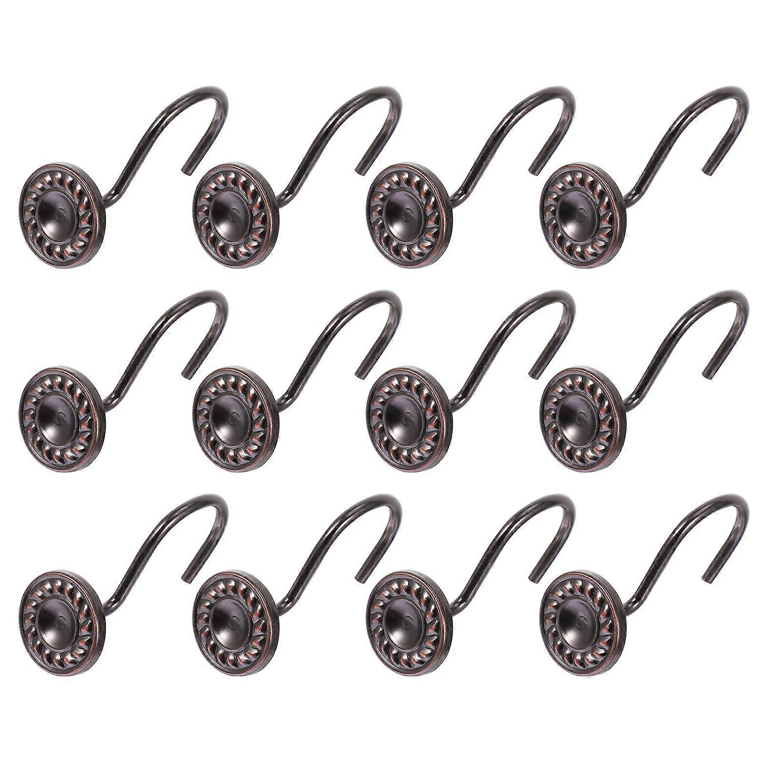 Shower Curtain Hooks Decorative Iron Hooks for Bathroom 12Pcs Red