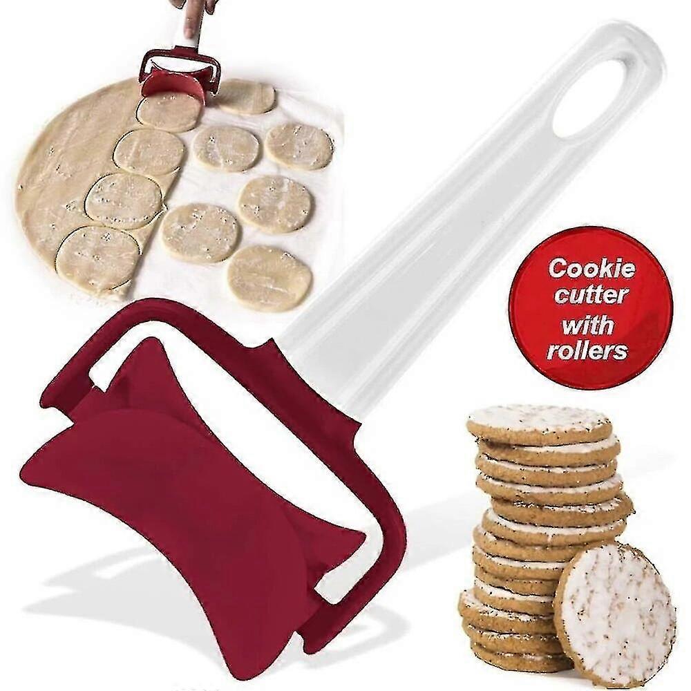 Handheld Rolling Dough Cutter Baking Cookie Dumpling Making Round Shape Cutter Roller Pizza Rolling
