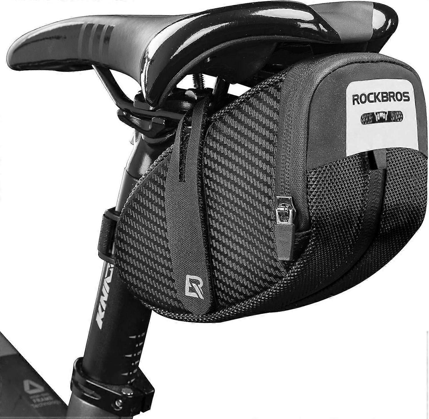 0.75L Bike Saddle Bag, Strap-on Under Seat Wedge Pack for Road & Mountain Bikes, Seat Storage Bag(Black)