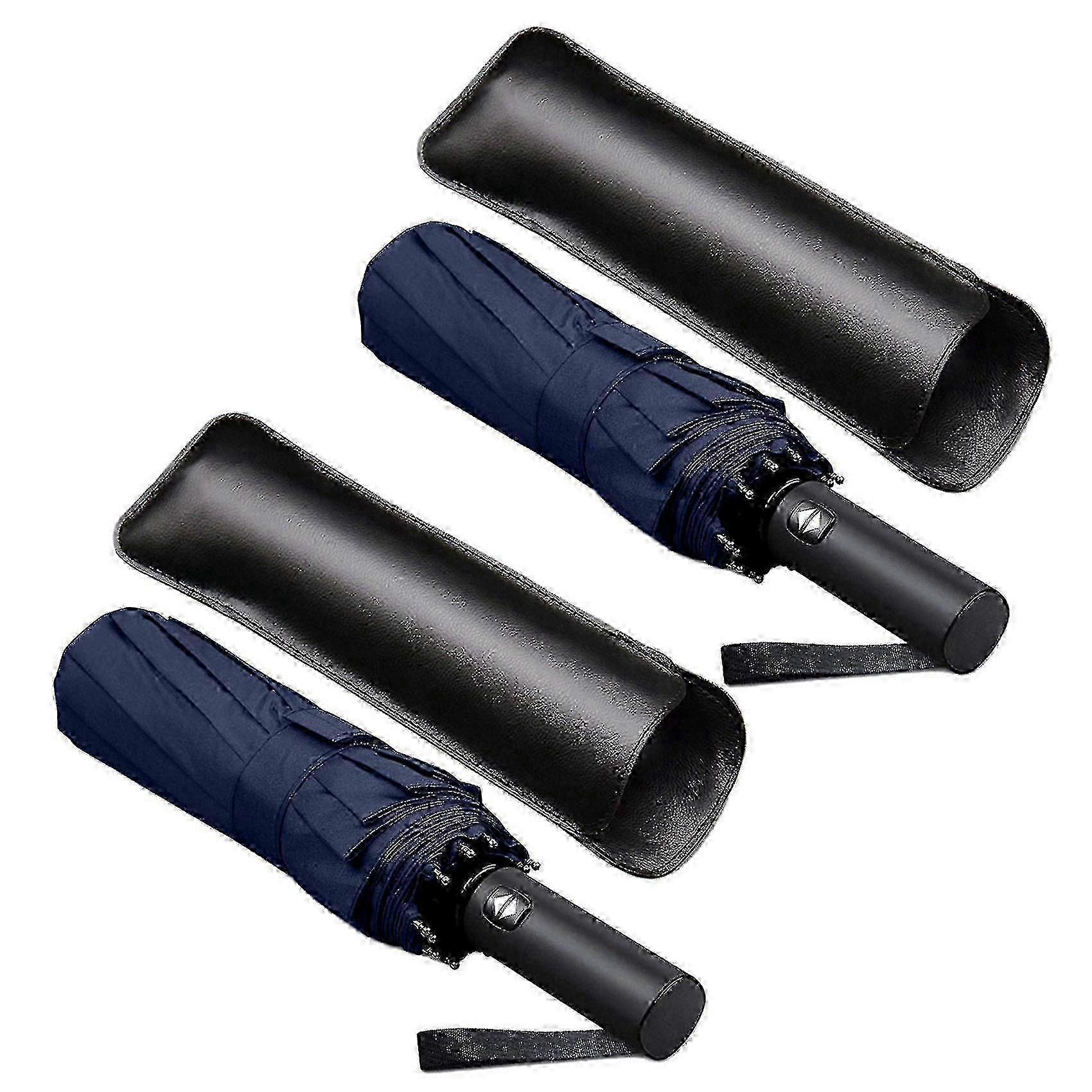 Winddichter Regenschirm im 2er-Pack mit PTFE-Baldachin und automatischem Öffnungs- / Schließknopf, kompaktes Faltdesign für Regenschutz
