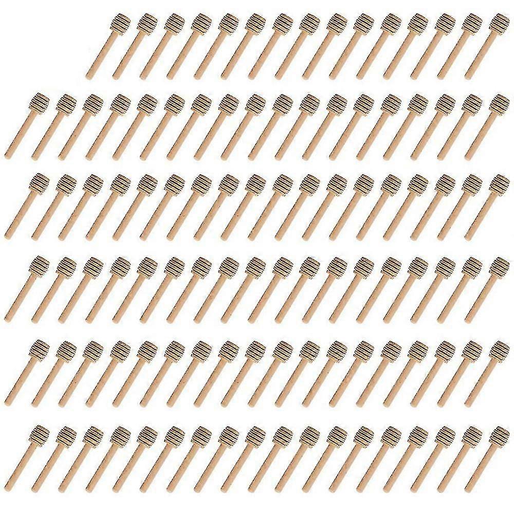 100 Pack Of Mini 3 Inch Wood Honey Dipper Sticks, Individually Wrapped