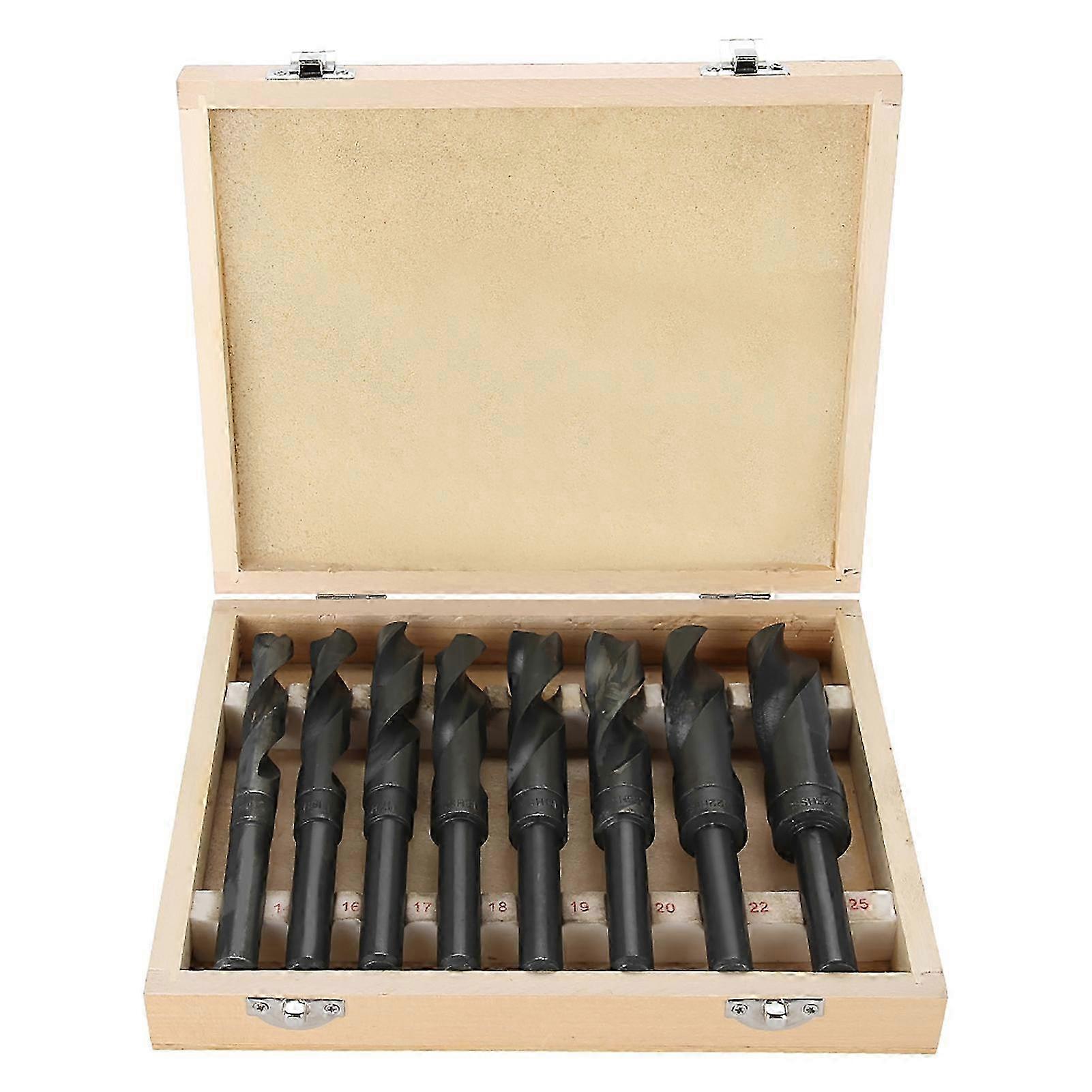 8Pcs HSS Reduced Shank Twist Drill Bits Set, 14-25mm High Speed Carbon Steel Drill Bits