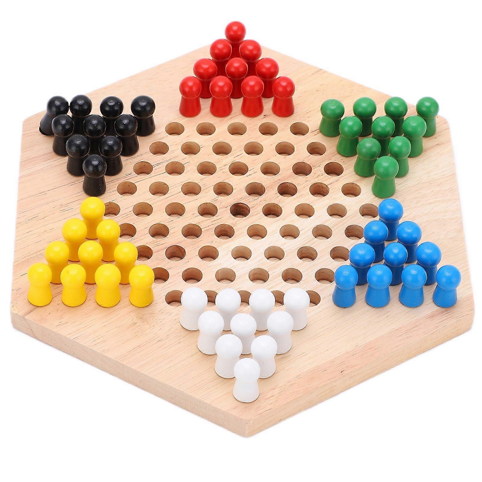 Chinese Checkers Wooden Colorful Chinese Checkers Board Game for Adults Kids Family