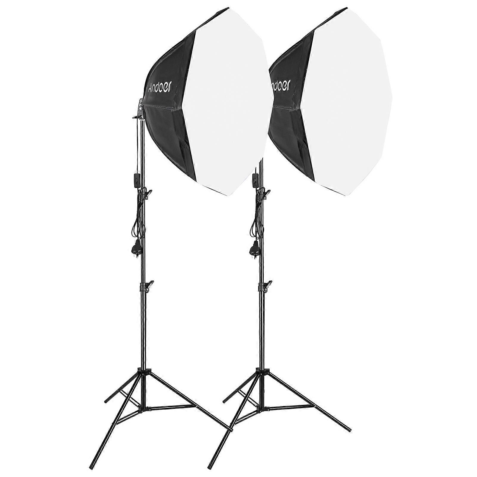 Photography Softbox Kit 70cm Octagon x2 with 2.1m Metal Tripod Stands