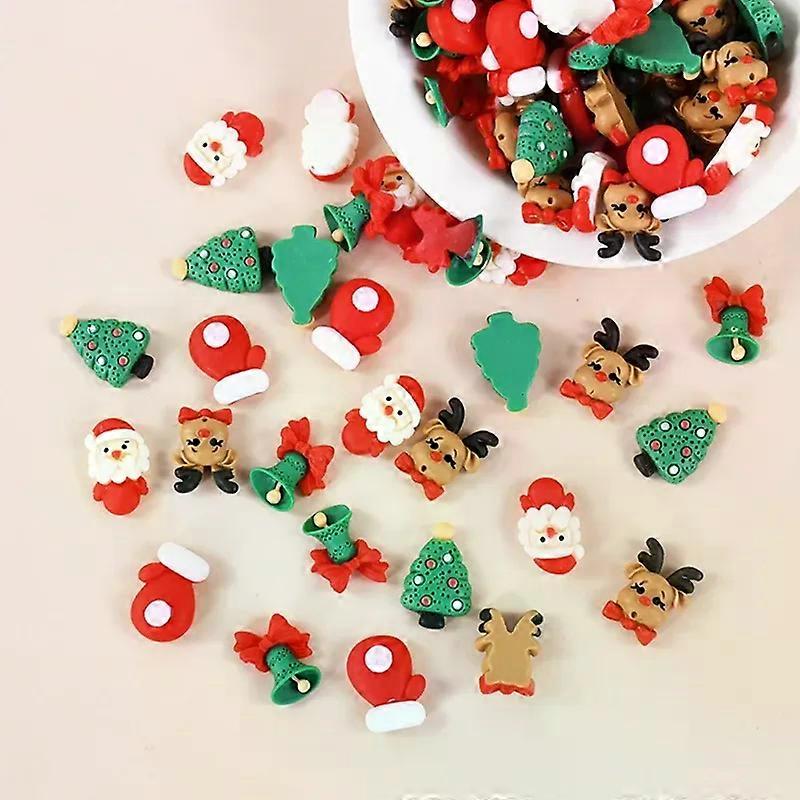 10/20pcs תערובת חג המולד שרף מלאכת יד קישוט מיני סנטה קלאוס עץ חג המולד צלמית DIY קישוטים מתנות לשנה החדשה ציוד למסיבה