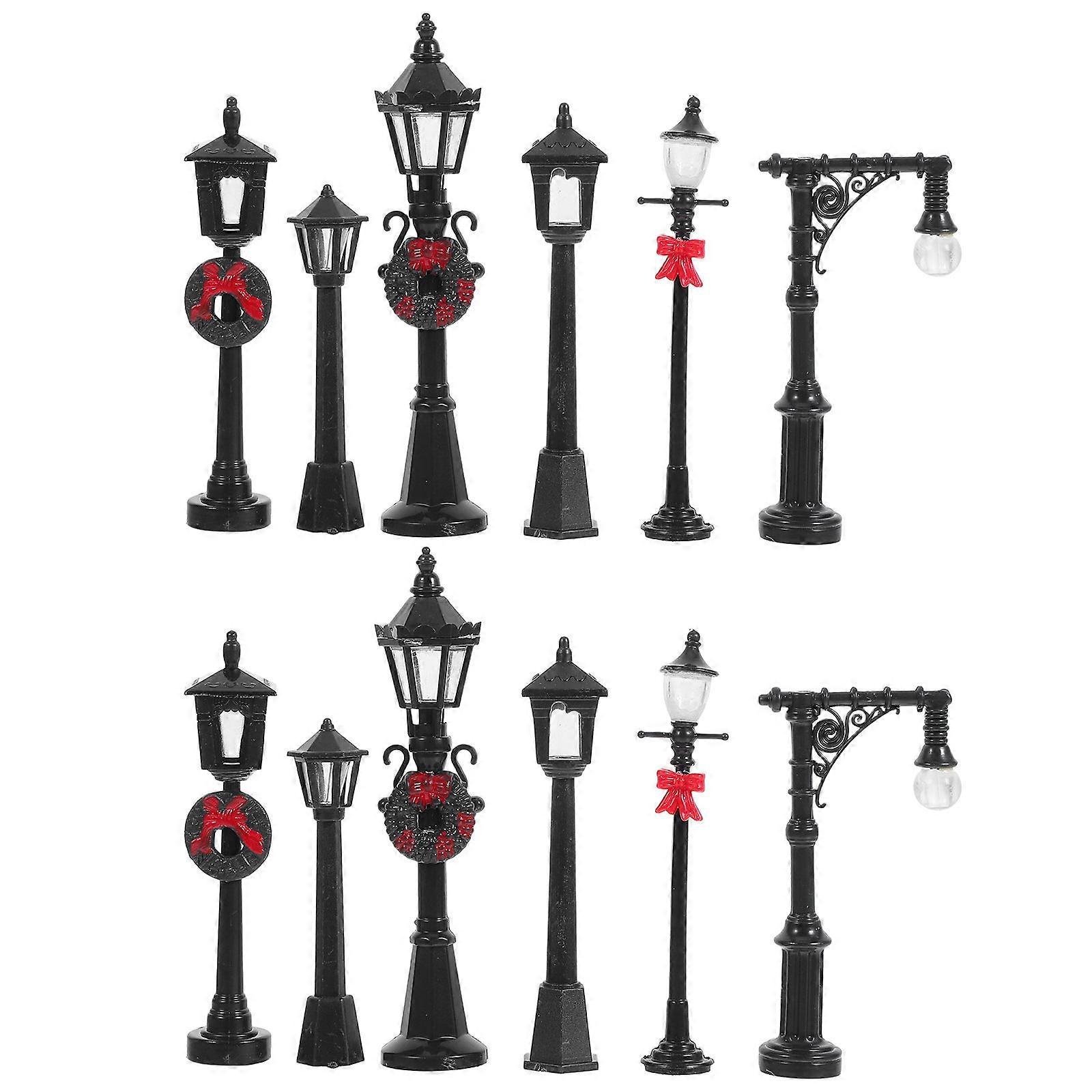 Mini Street Lamp Post Dollhouse Accessories for Decor 48Pcs Plastic Models