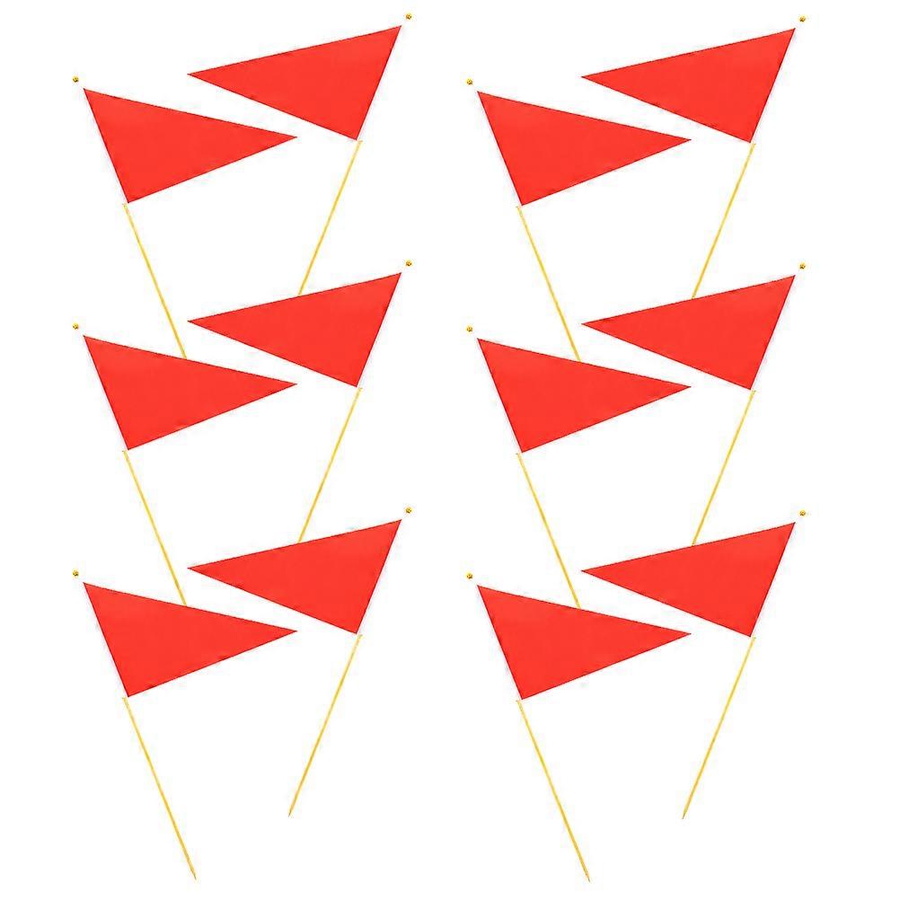 12Pcs Red Marking Flags Construction Sites High Visibility Triangular Portable Deployment for Emergency Marking
