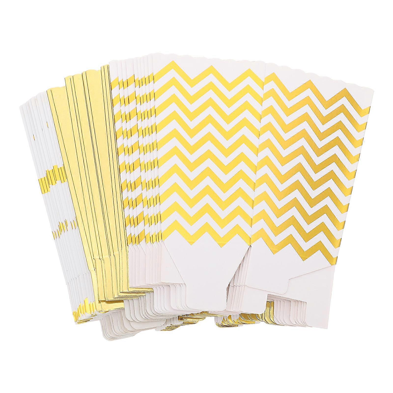 Golden Paper Popcorn Boxes for Wedding Party Use 36Pcs Pack