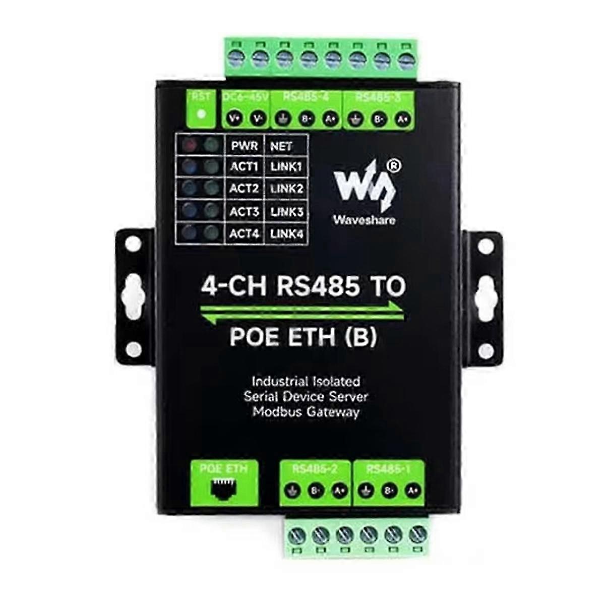 Industrial Isolated 4CH RS485 to POE ETH Ethernet Converter Support Modbus/MQTT/JSON Industrial DI