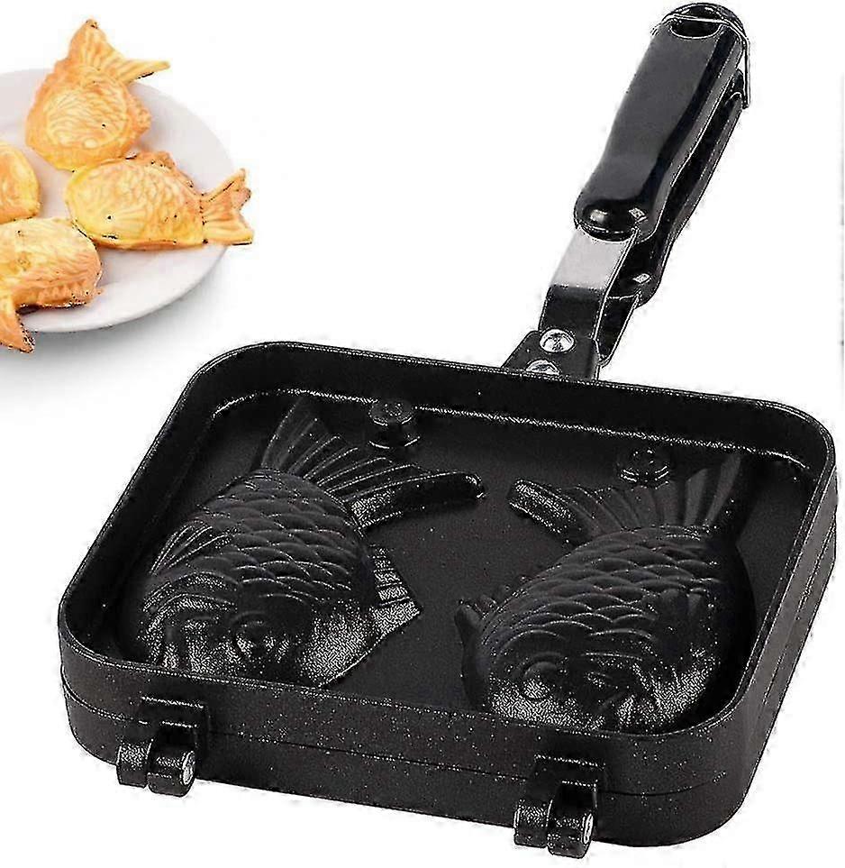 Japanese Taiyaki Waffle Maker Machine, Fish Waffle, Non-stick For With Stainless Steel Baking Pan 2 Sides