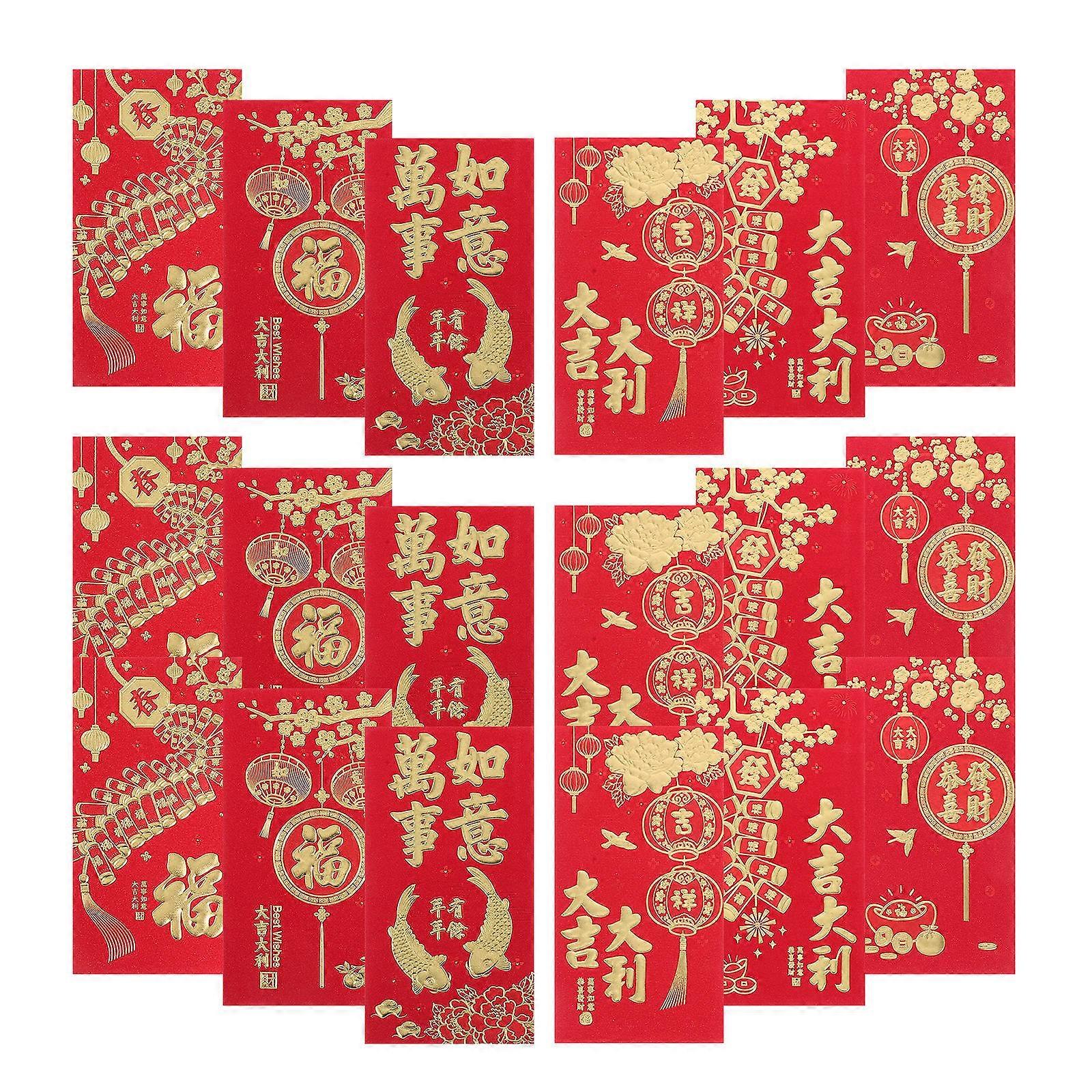 Red Envelopes Chinese New Year Packet for Gift 18Pcs 3D Lucky Money Pockets