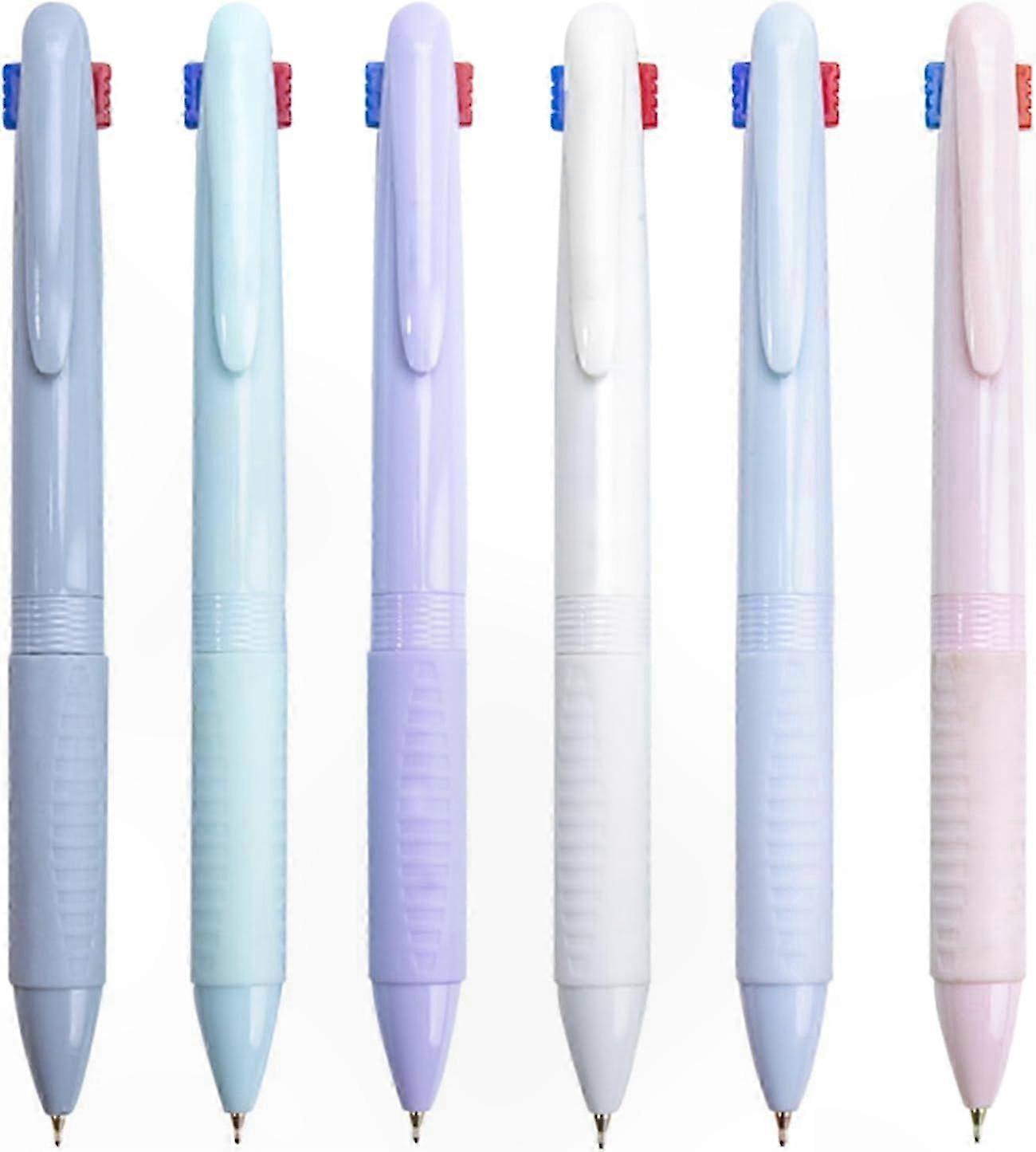 6 Multi-Color Retractable Ballpoint Pens, 0.5mm Fine Tip, 4-In-1 Multipen for Writing & Note-Taking