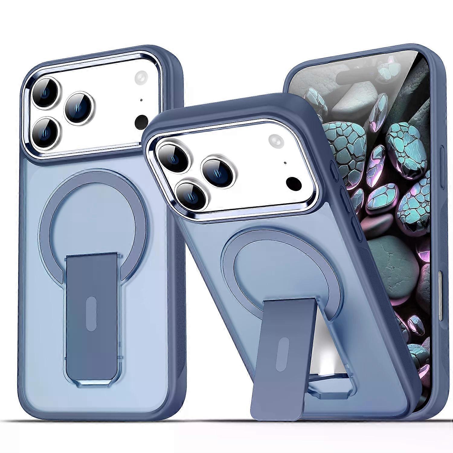 New Folding Stand Matte Clear Magnetic Case for iPhone 17 17 Air 17Pro 17 Pro Max For Magsafe Wireless Charge Shockproof Cover