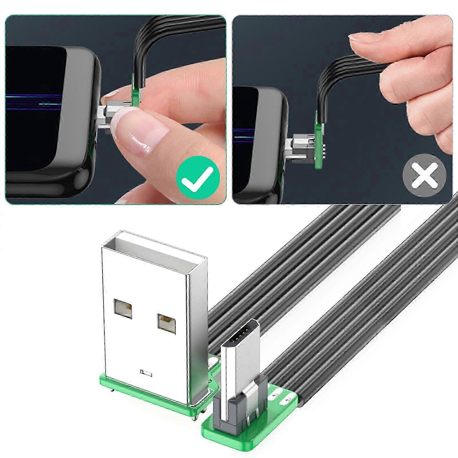 90 Degree Angled USB to Micro USB Cable for Electronics Charging and Data Transfer in Tight Spaces Multiple Lengths