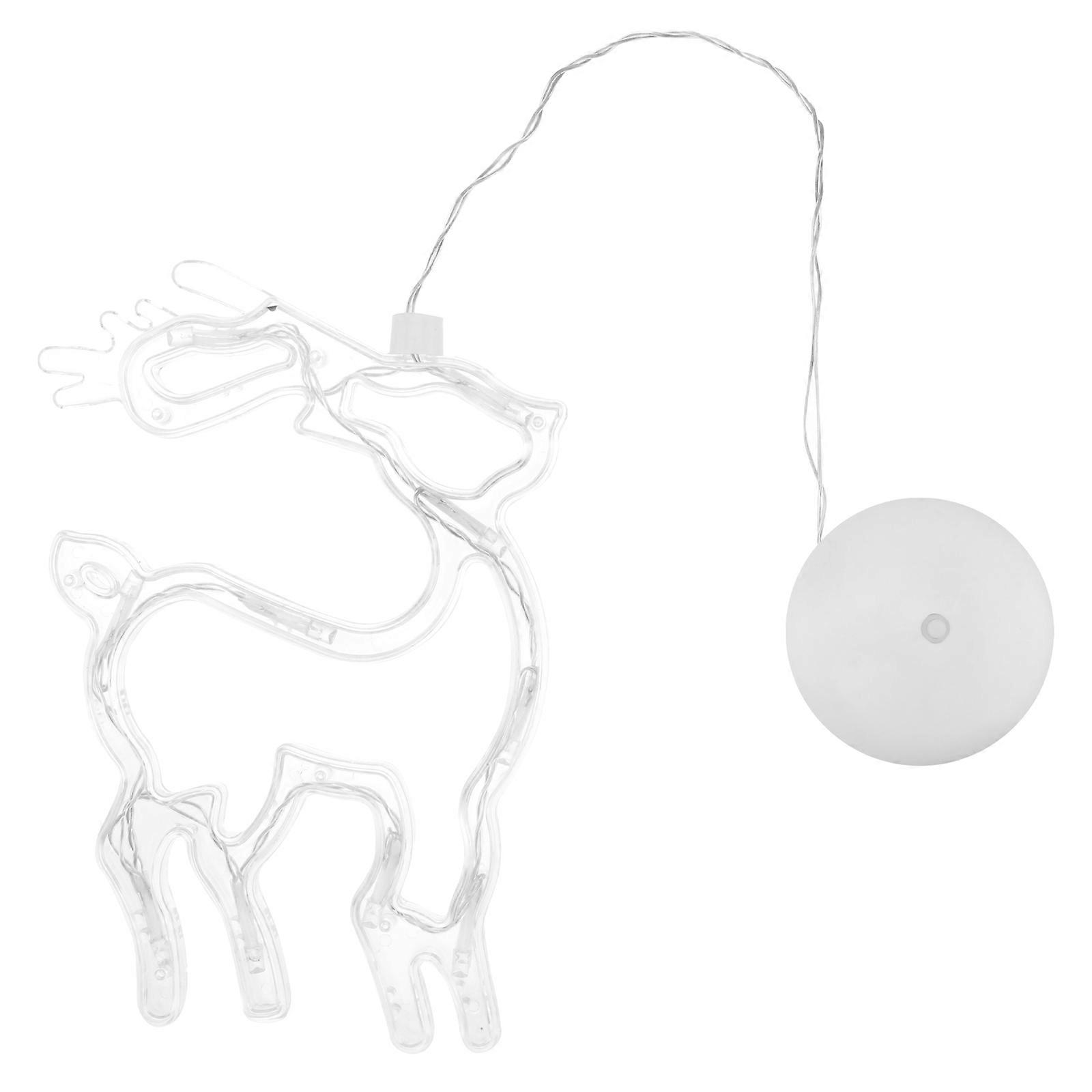 White Hanging Window Lights Small Deer Christmas 10LED Battery Operated