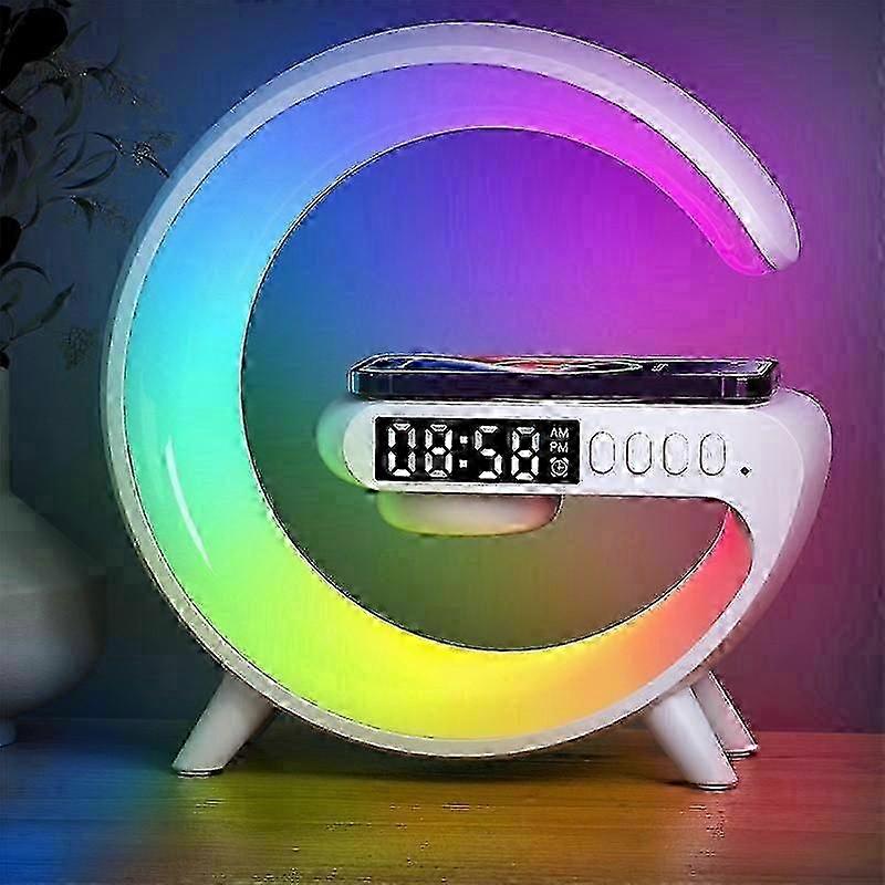 3-in-1 Bluetooth Speaker Alarm Clock with Wireless Charger & LED Moon Lamp