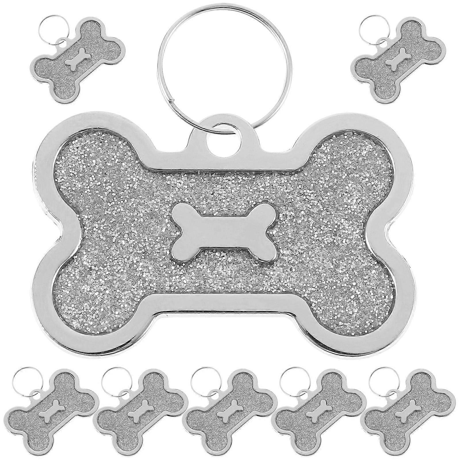 Pet Identification Tags For Dogs And Cats In Bone Shape Design 32 Pcs Durable Waterproof Silver Zinc Alloy Suitable For Daily Use