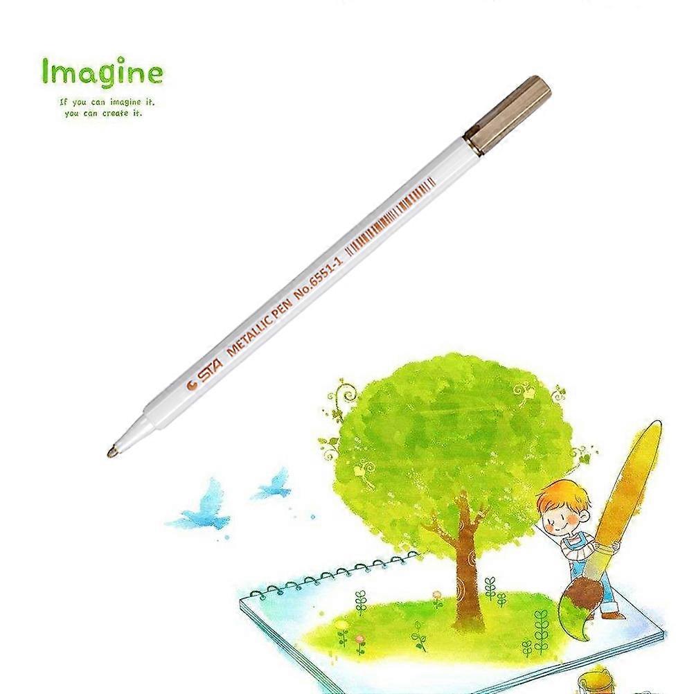 Metallic Pen 6551 Fine Metallic Colored Pen for Diy Artists Waterproof Golden Coloring Quick Drying 1Set