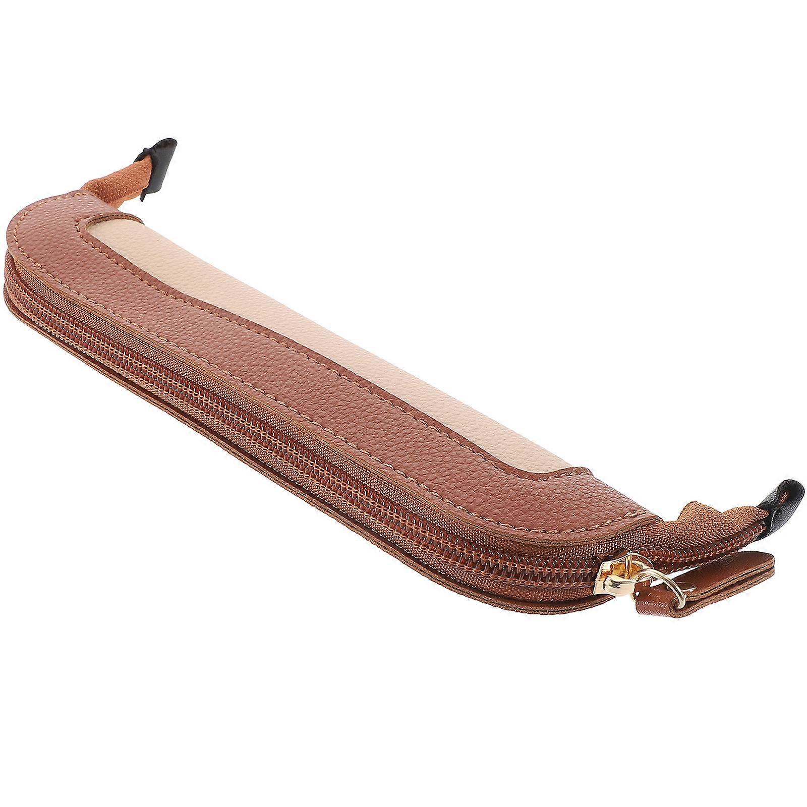 Brown PU Multi-Function Pencil Bag for Storage Use 3Pcs Pencil Supply Pouch