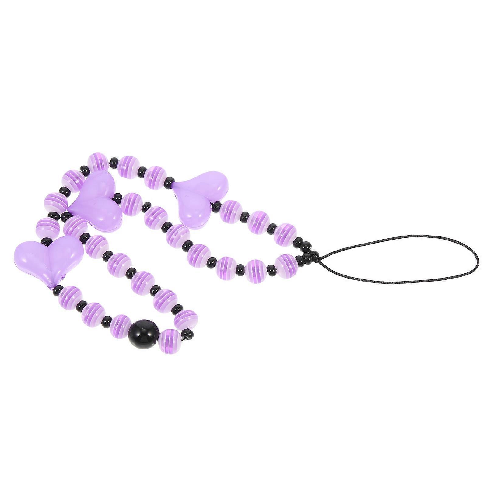 Portable Phone Charm with Phone Hanging Lanyard for 2Pcs Violet Decoration