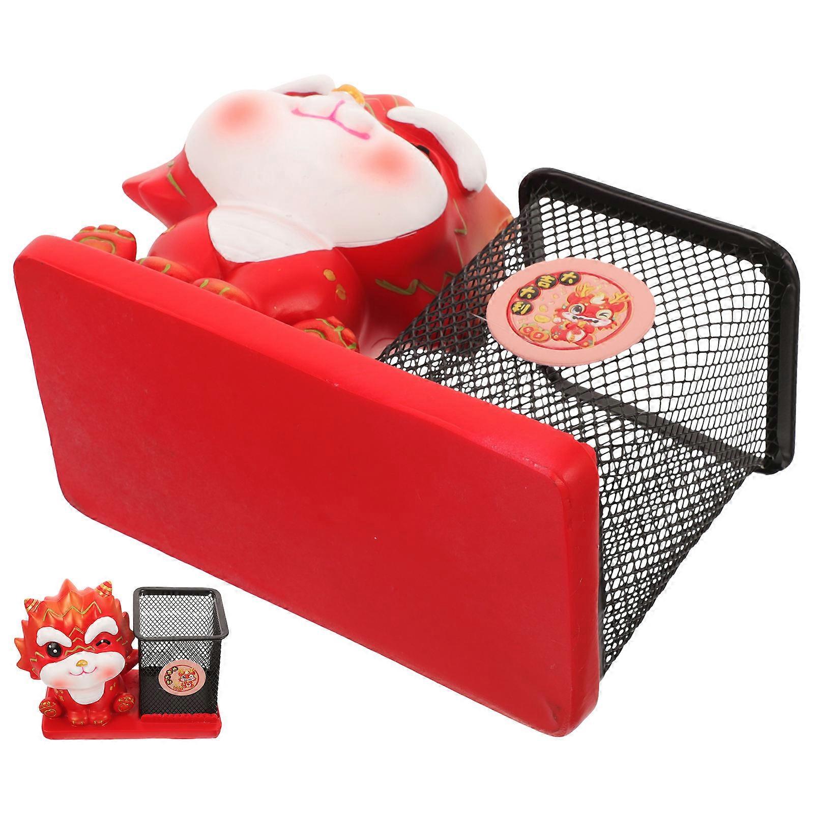 Dragon Shape Stationery Storage Tabletop Organizer Multi Resin Metal Clean 1Pack