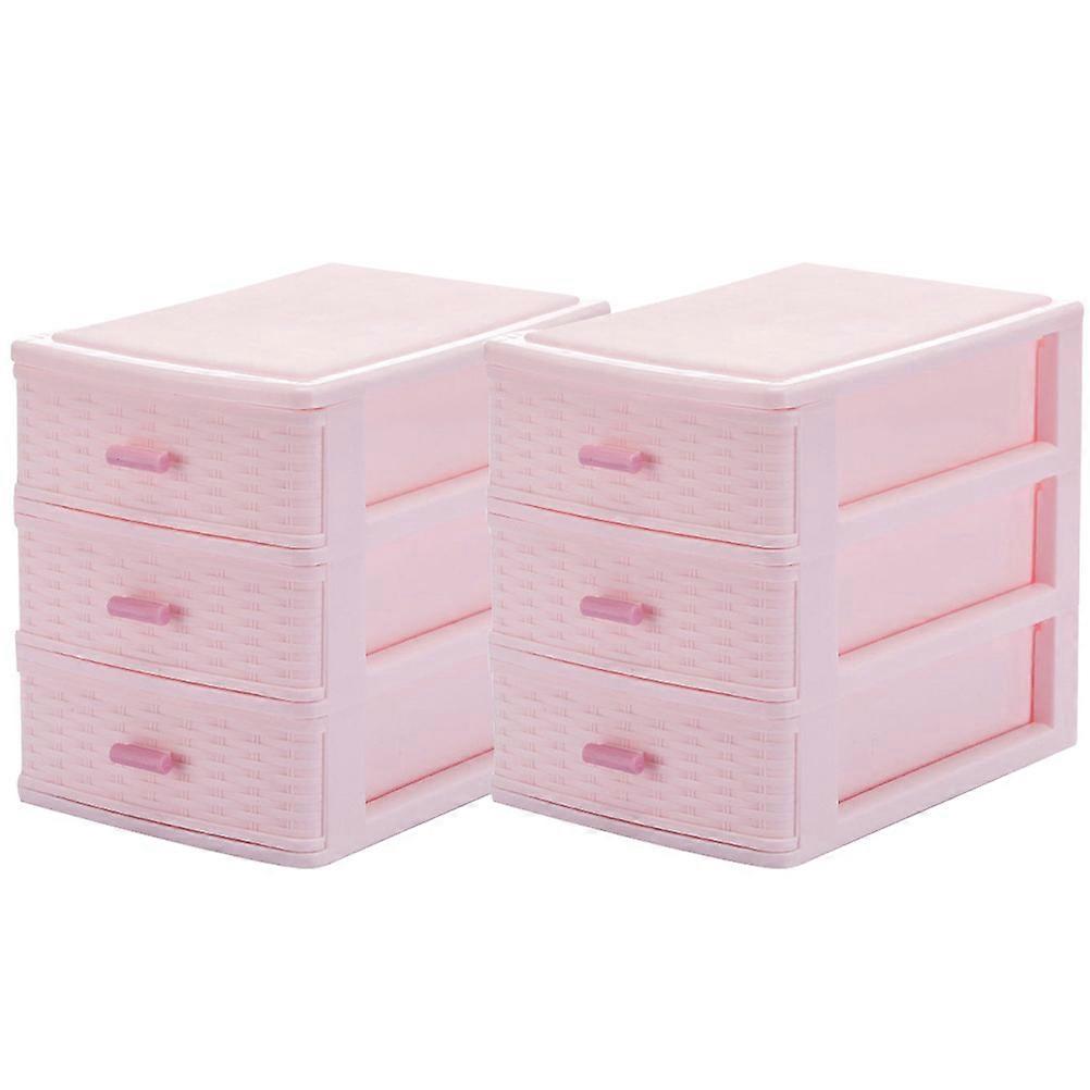 Pink Storage Drawers Drawer Type Storage Boxes for Sundry Use 4Pcs