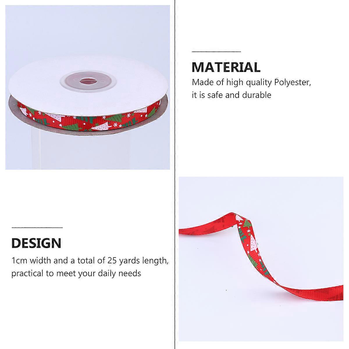 Christmas Ribbon Polyester Ribbon for Gift Packing 1 Roll Red Decor Reel