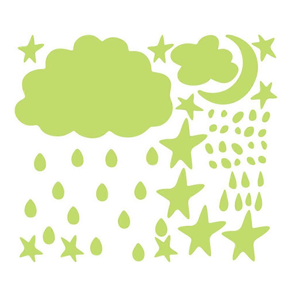 Night Glow Wall Decal Cloud Raindrops for Nursery Room Decor 1 Sheet
