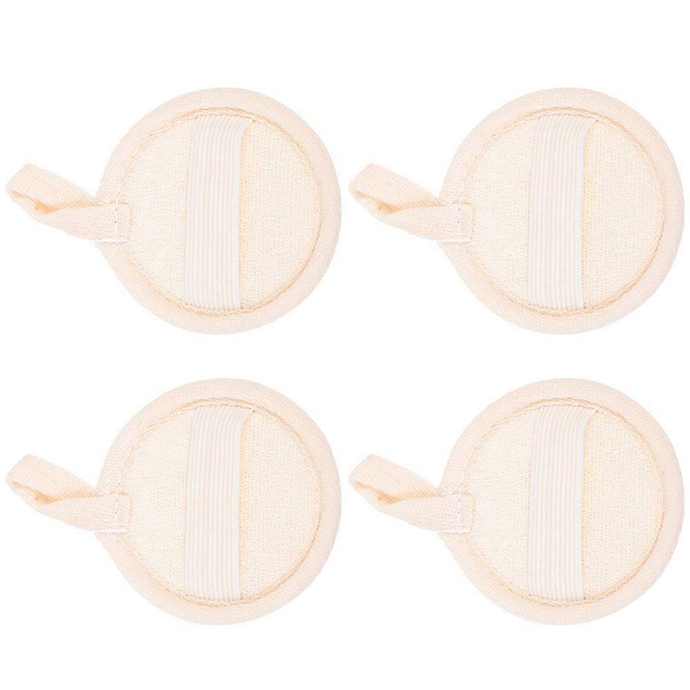 Makeup Remover Loofah Pad for Pore Cleansing 4Pcs Beige Round Set