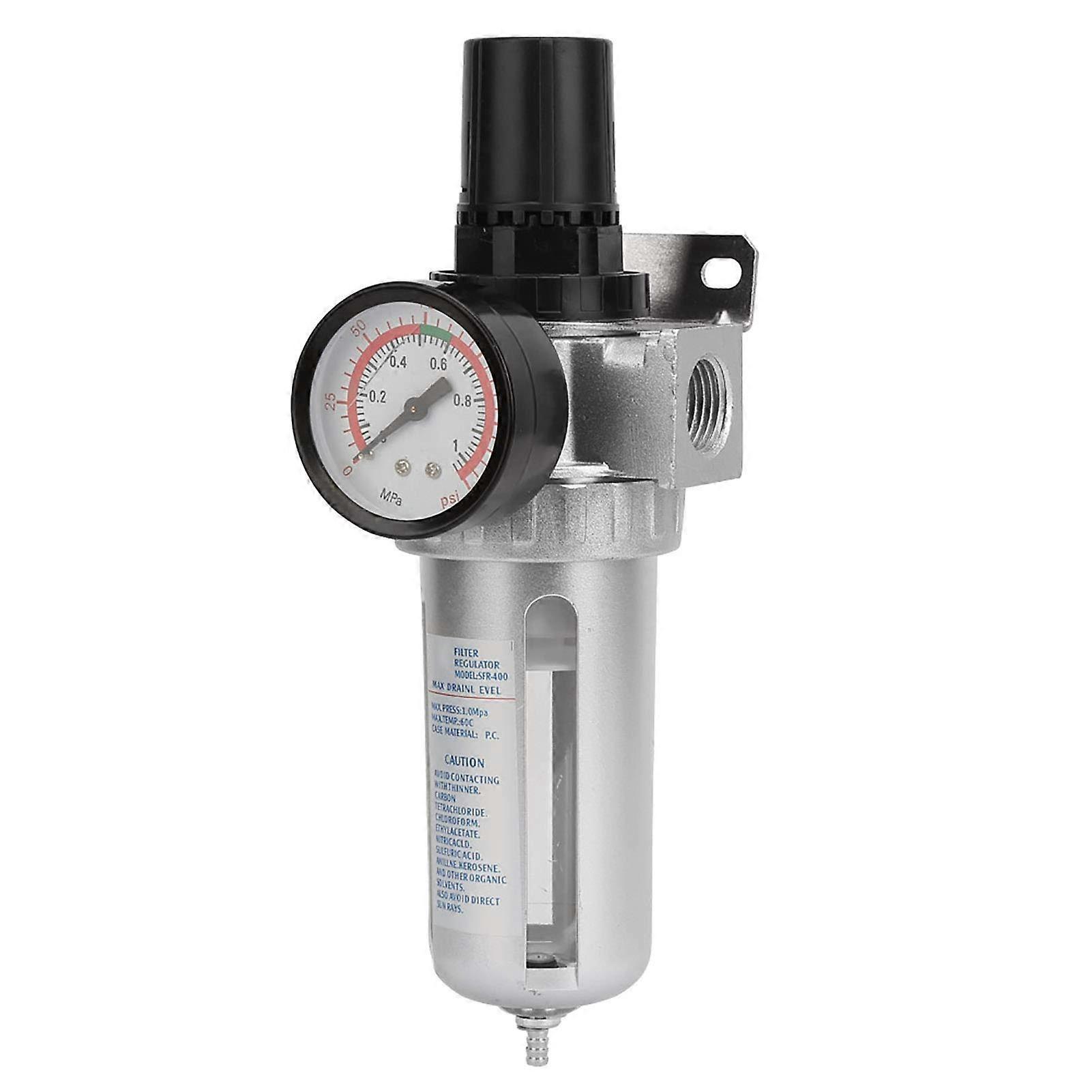 BSP 1/2 Compressed Air Filter Regulator Aluminum With Adjustable Pressure Control Knob For Air Compressor And Air Tools