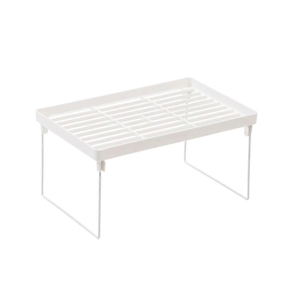 White Wire Stacking Cabinet Shelf Stackable Foldable Space Saving Shelf Stand