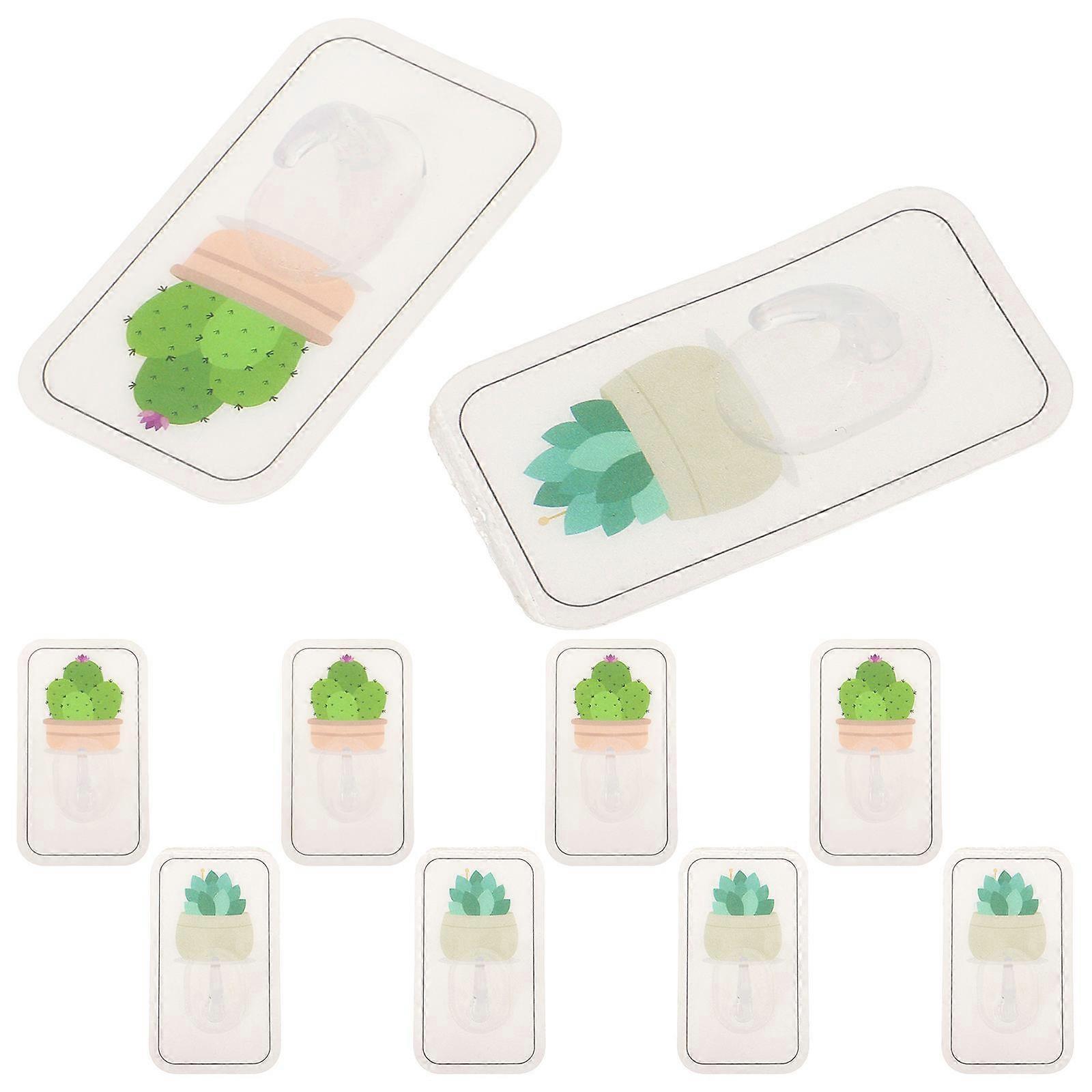 Adhesive Hook 20 Pcs Plastic Hanging Hook Plants Pattern Door Accessories Space Saving Storage Home Use