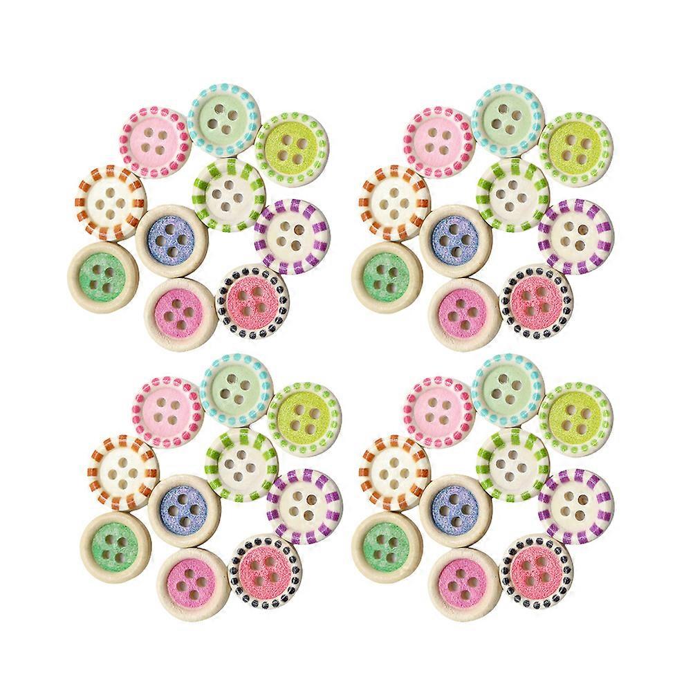 Wooden Handmade Buttons 300 Pcs Perfect For Kids Apparel And DIY Projects Assorted Color Round Functional Craft
