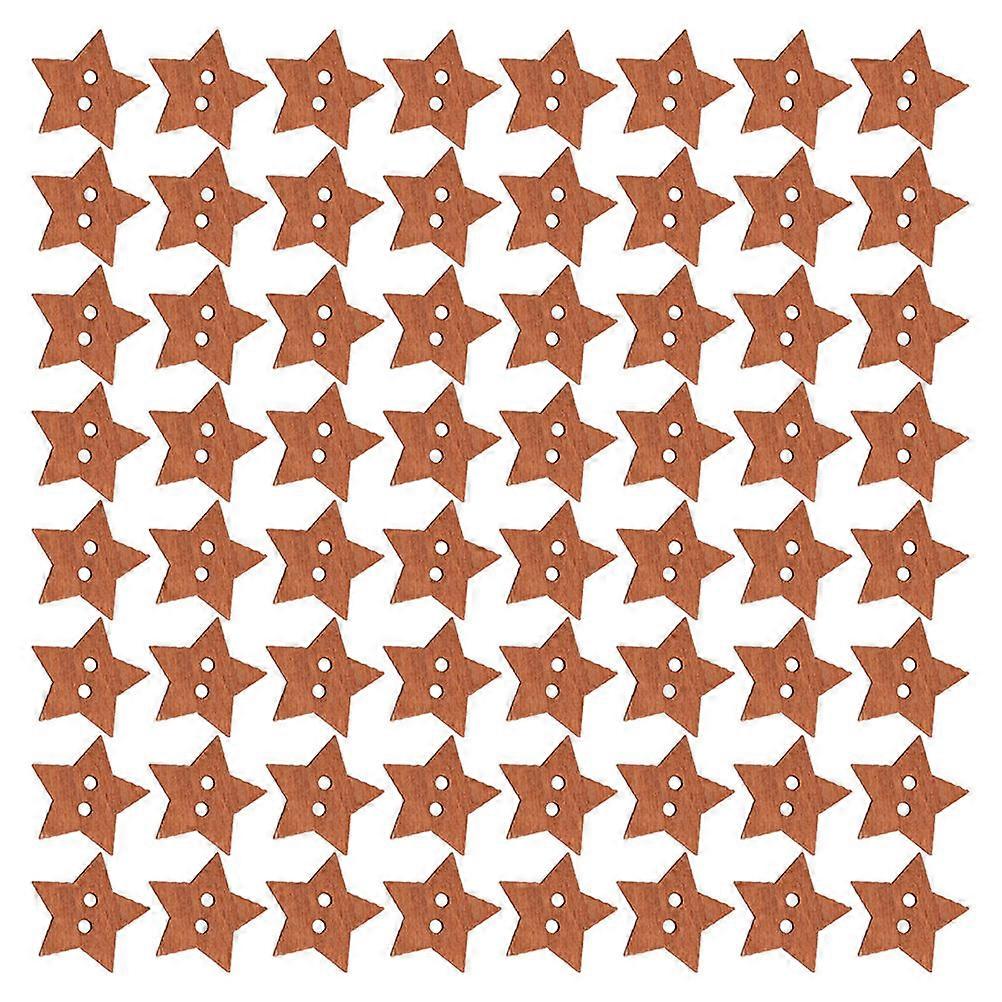 Five-Pointed Star Buttons 200Pcs Light Brown Wooden Durable Craftsmanship for Decoration